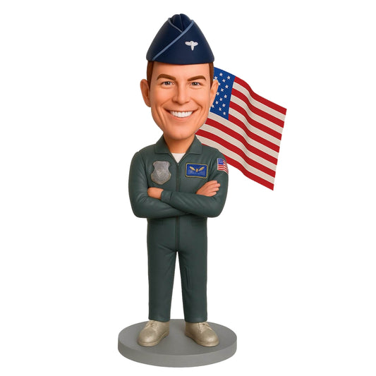 Air Force Pilot Custom Bobblehead - Air Force Uniform Outfit Can Be Customized