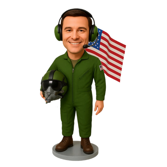 Air Force Pilot Custom Bobbleheads - Air Force Uniform Outfit Can Be Customized