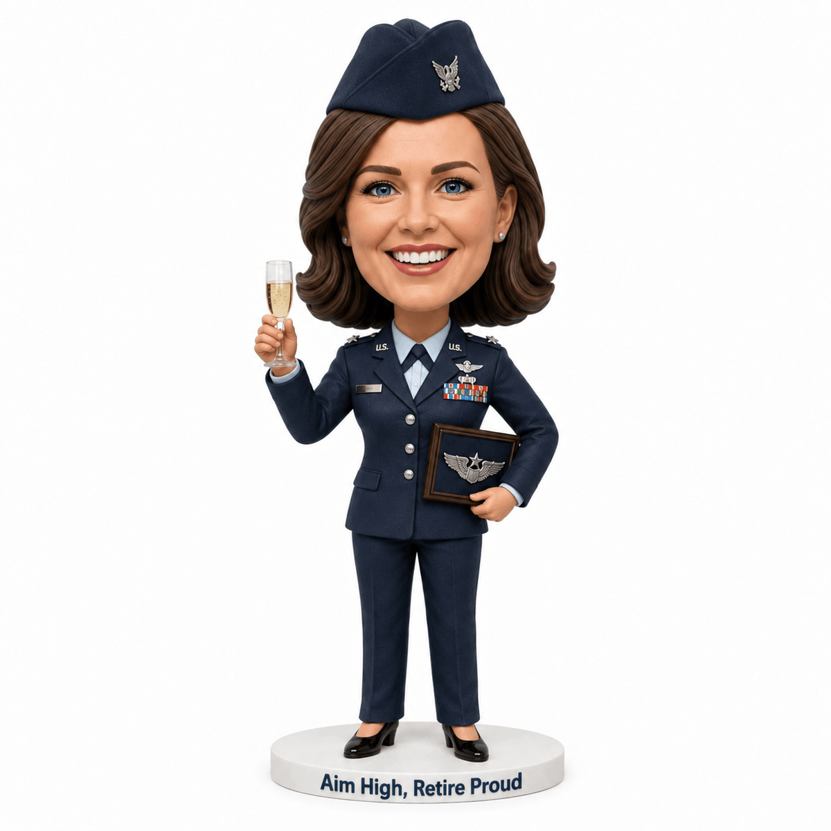 Custom Female U.S. Air Force Veteran Bobbleheads – Customizable Military Uniform & Pose