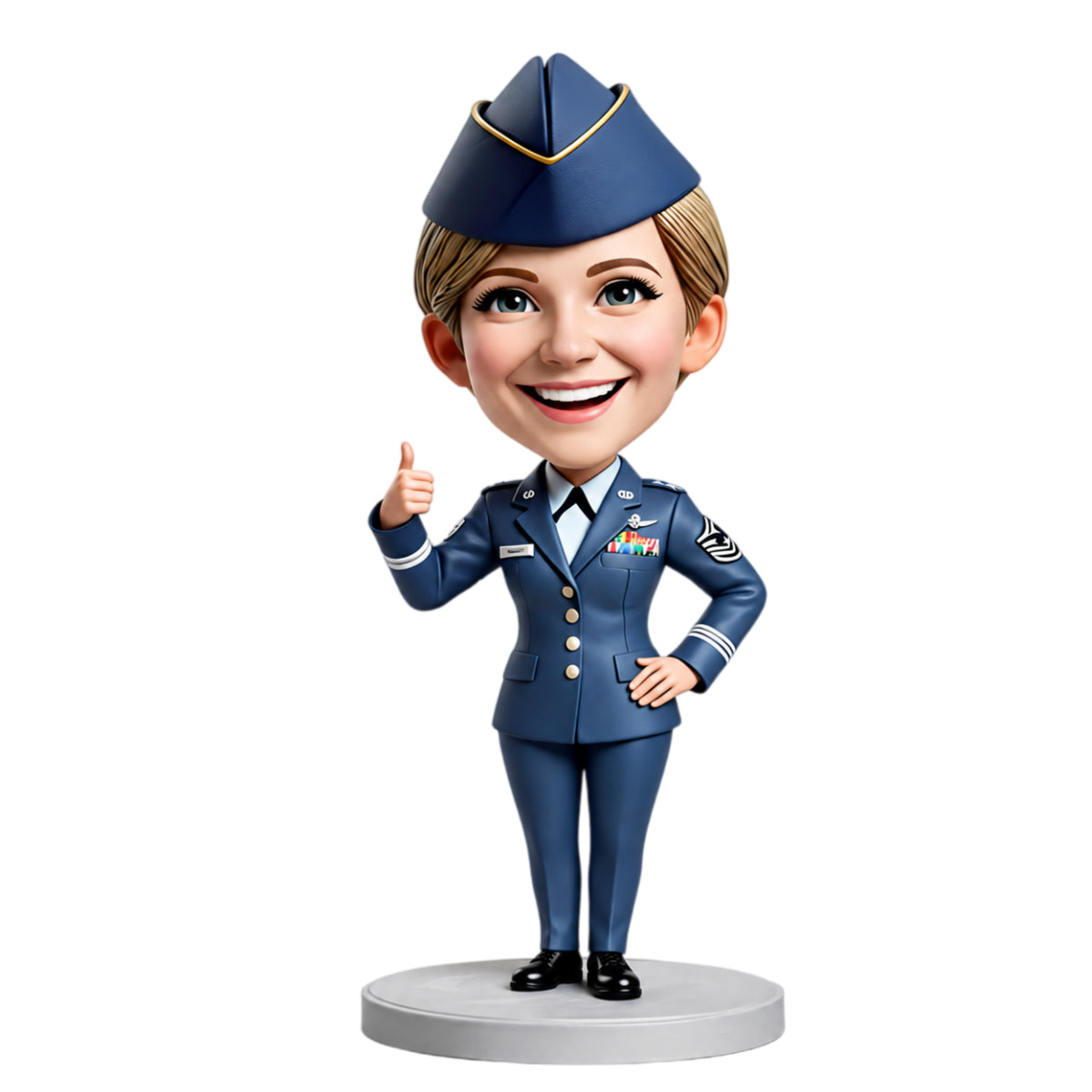 Custom Female U.S. Air Force Retirement Bobbleheads – Customizable Military Uniform & Pose