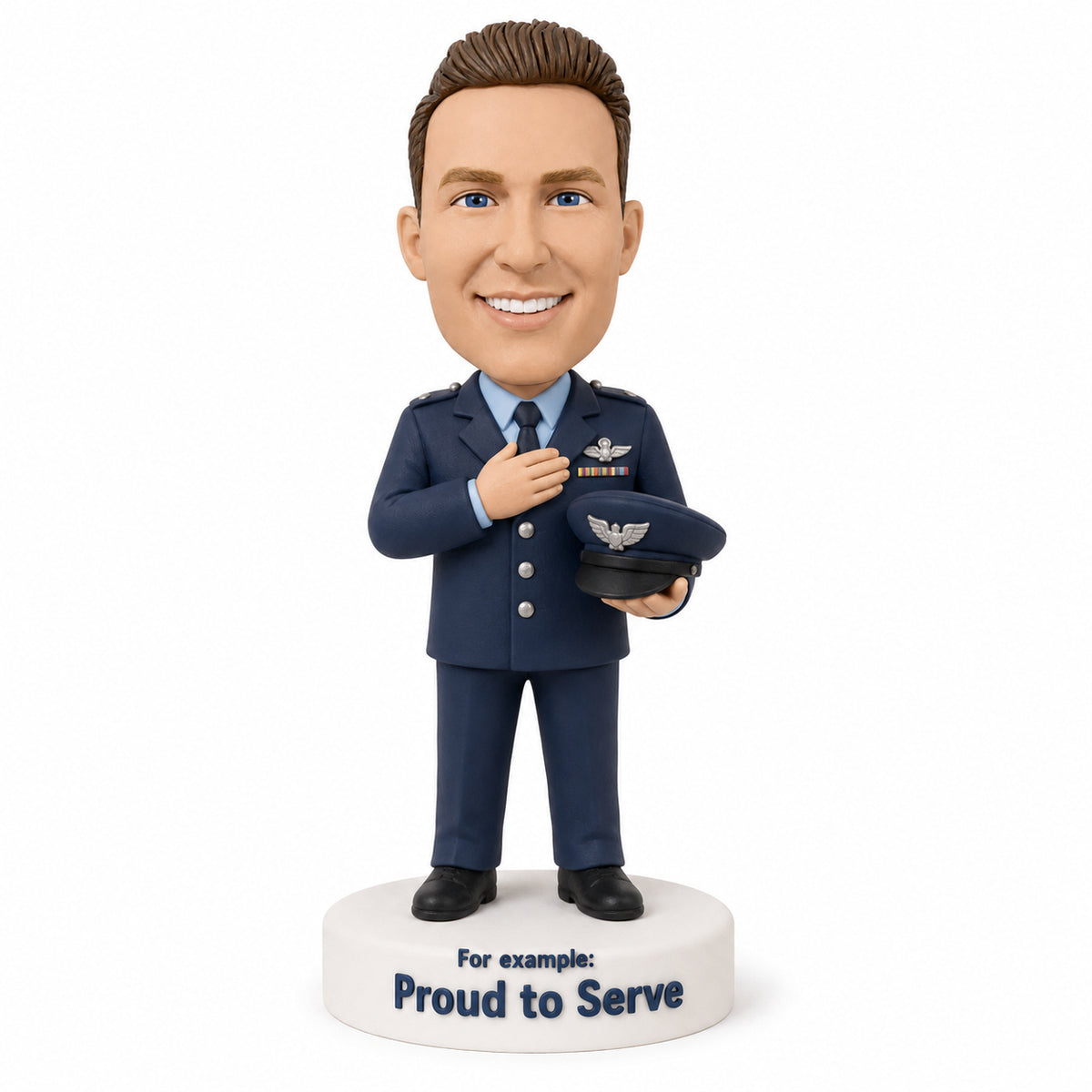 Custom Force Retirement Bobbleheads – Customizable Military Uniform & Pose