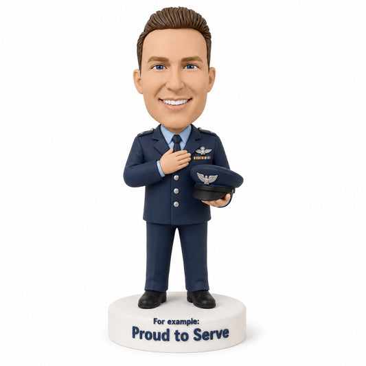 Custom Force Retirement Bobbleheads – Customizable Military Uniform & Pose