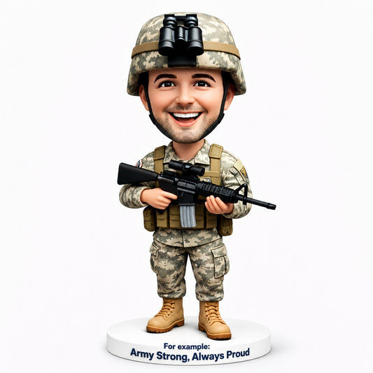 Custom U.S. Army Soldier Bobbleheads – Customizable Military Uniform & Pose