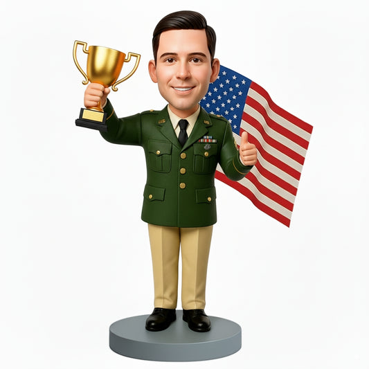 Military Retirement Gift - Army Officer Custom Bobbleheads - Army Uniform Can Be Customized