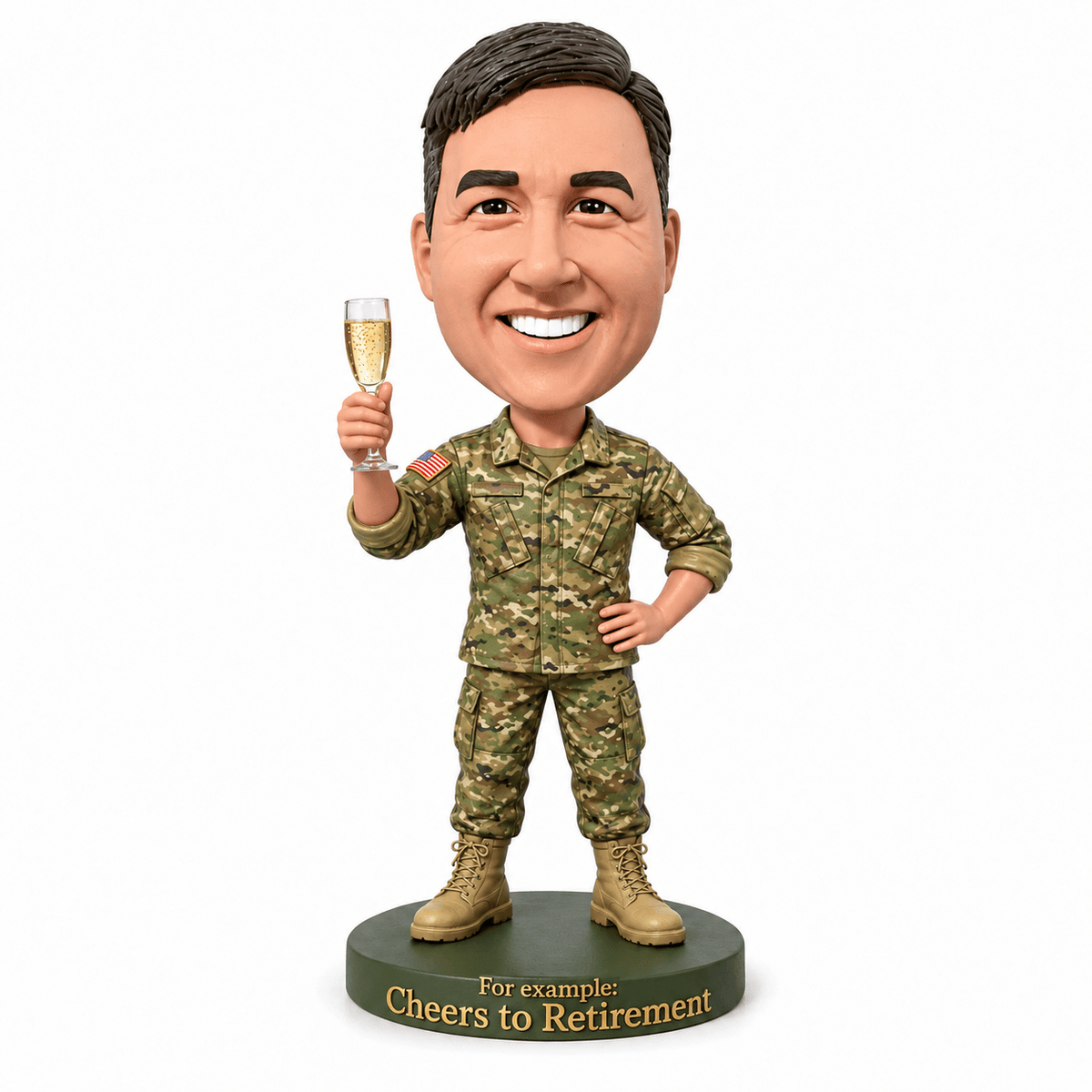Custom Army Retirement Bobbleheads – Customizable Military Uniform & Pose