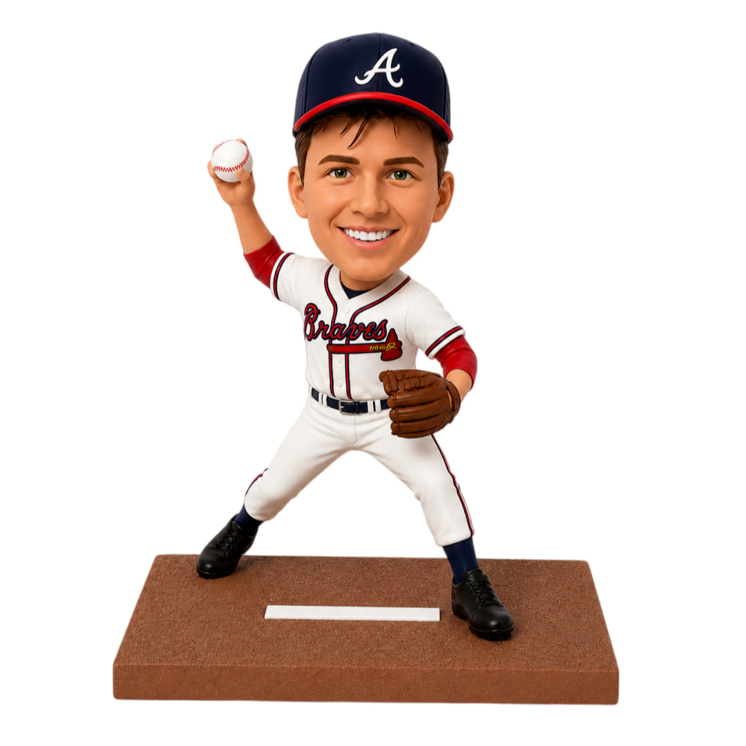 Custom Atlanta Baseball Fan Bobbleheads – Customizable Baseball Outfit & Pose