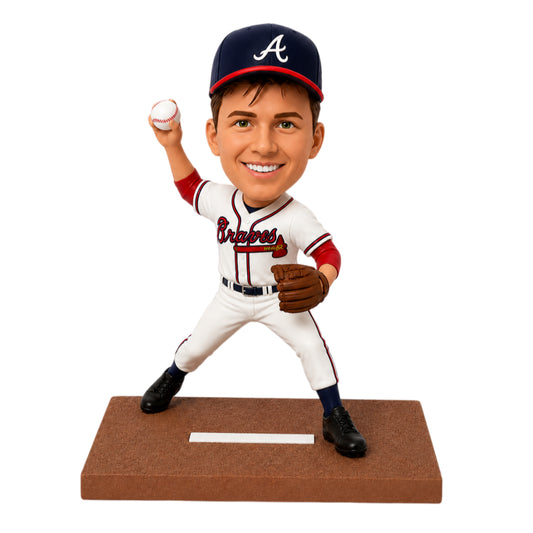 Custom Atlanta Baseball Fan Bobbleheads – Customizable Baseball Outfit & Pose