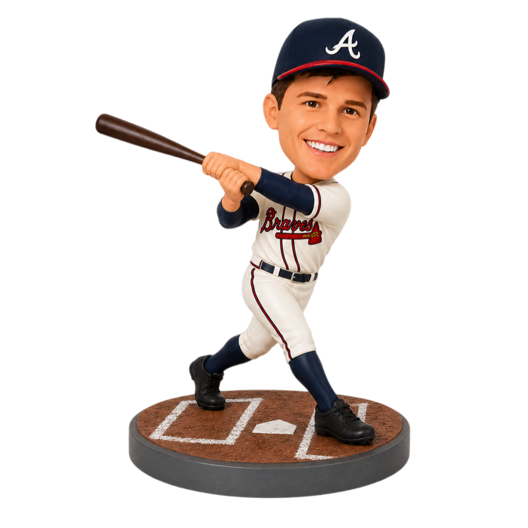 Custom Atlanta Baseball Fan Bobbleheads –- Customizable Baseball Outfit & Pose