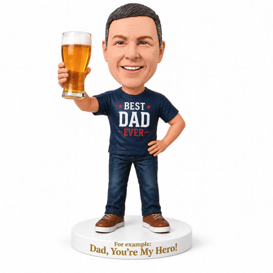 Custom Best Dad Bobbleheads with Beer – Customizable Outfit & Pose