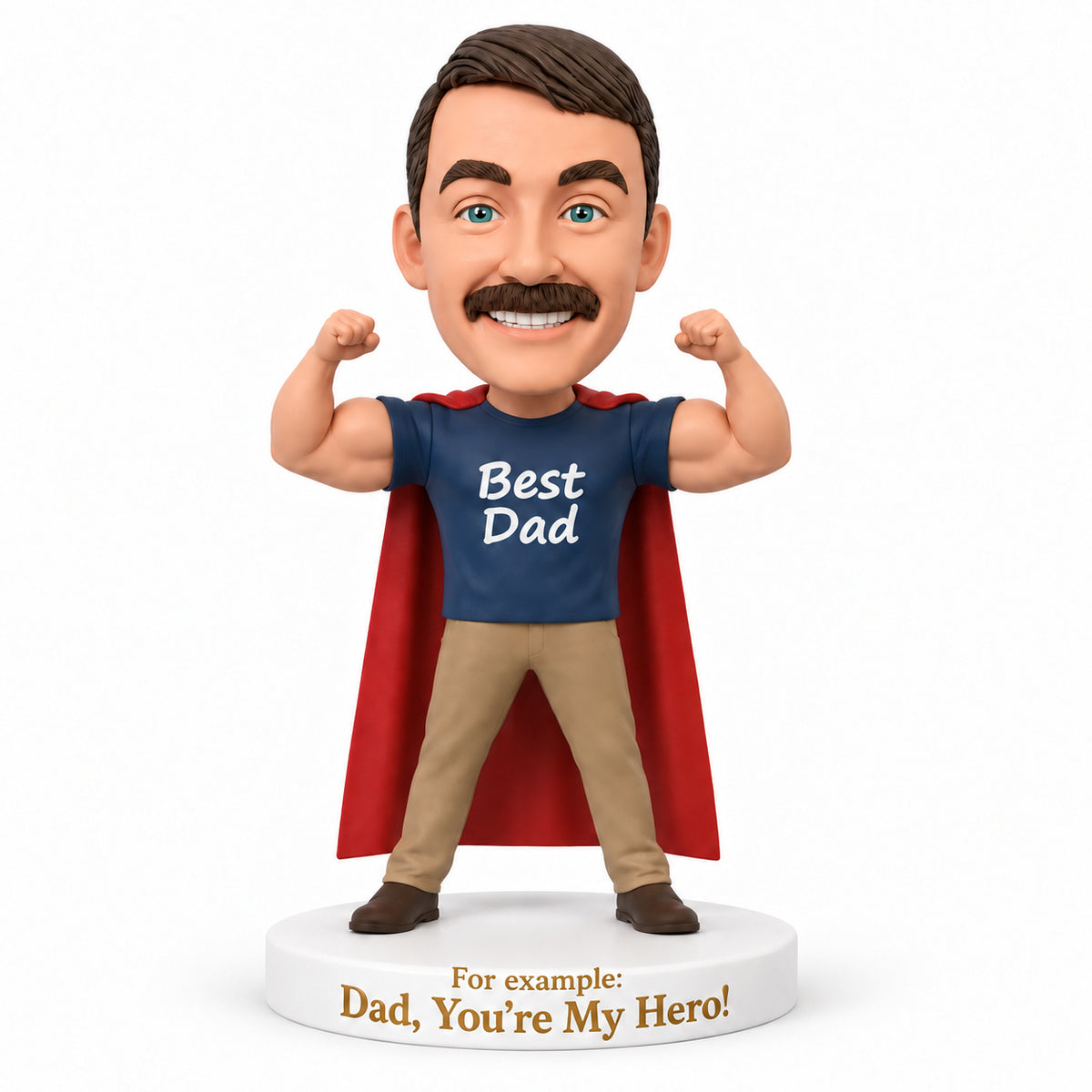Custom Superhero Dad Bobbleheads Flexing Muscles – Customizable Outfit & Pose