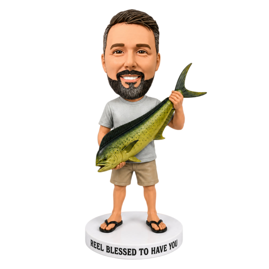 Custom Fisherman Bobbleheads –- Customizable Outfit & Fish Species