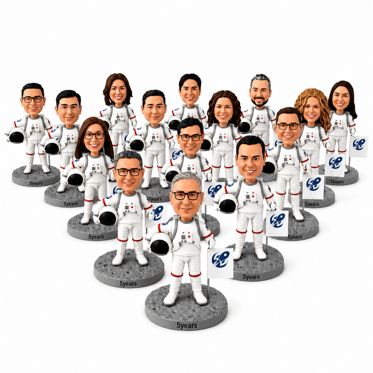 Custom 5-Year Work Anniversary Bobbleheads for Her – Customizable Outfit & Pose