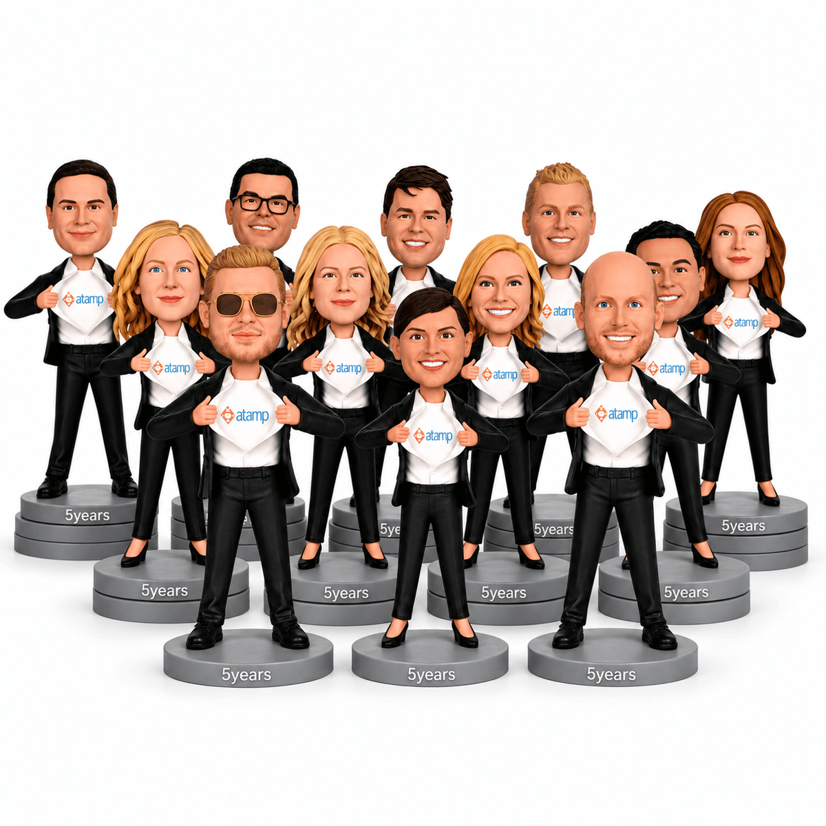 Custom 5-Year Work Anniversary Bobbleheads with Two Thumbs Up – Customizable Outfit & Pose