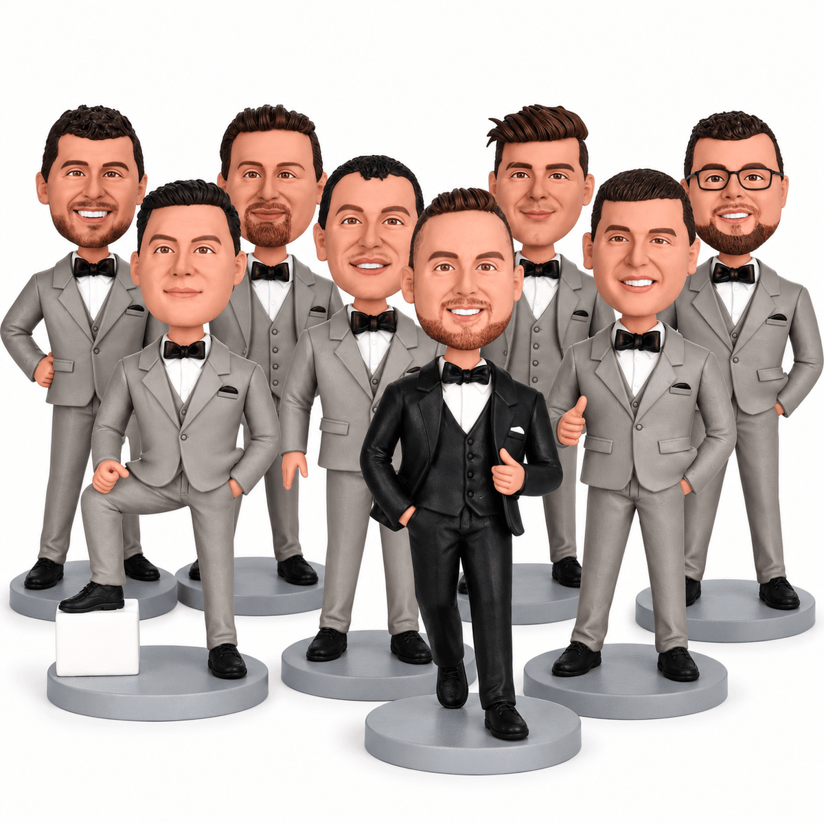 Custom 5-Year Work Anniversary Bobbleheads for Him with Logo Flag – Customizable Outfit & Pose