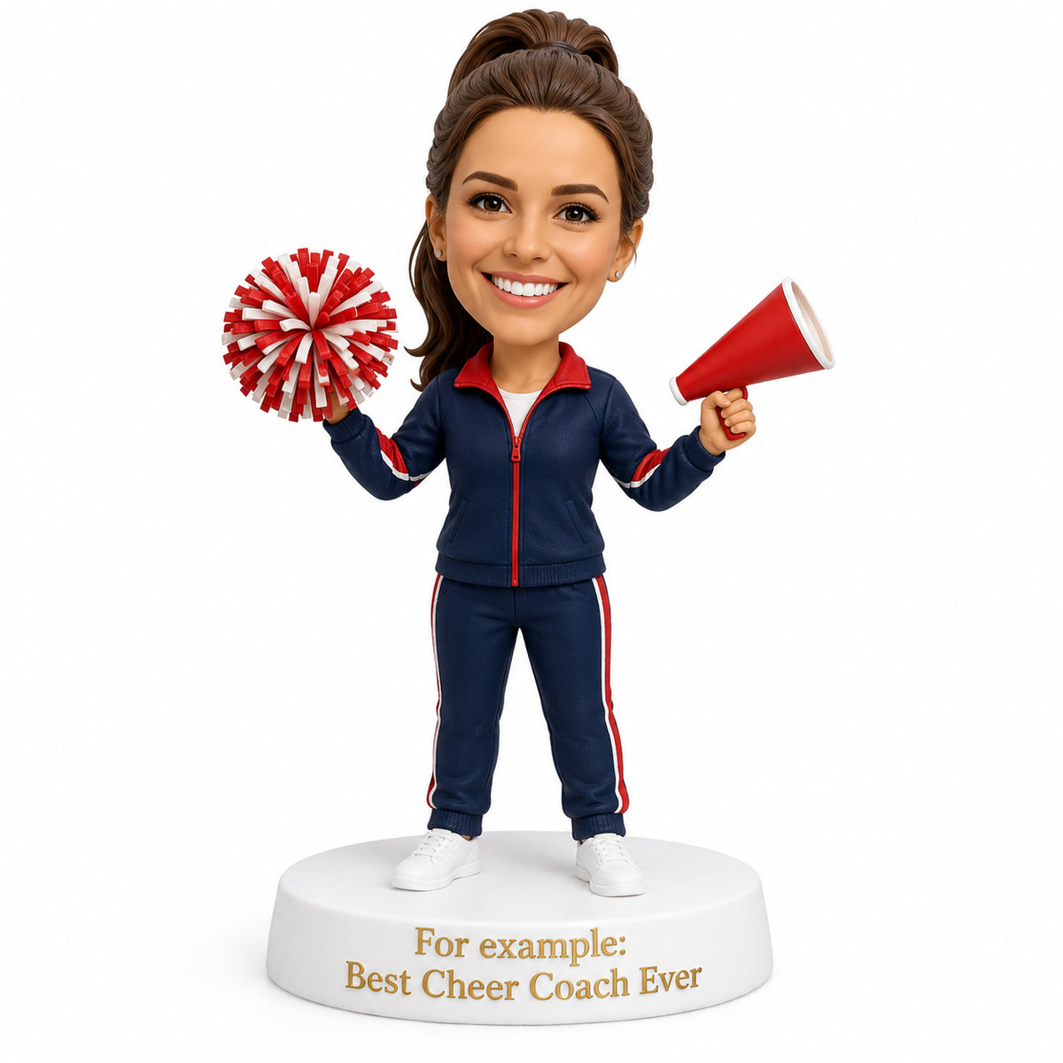 Custom Cheerleading Coach Bobbleheads – Customizable Outfit & Pose