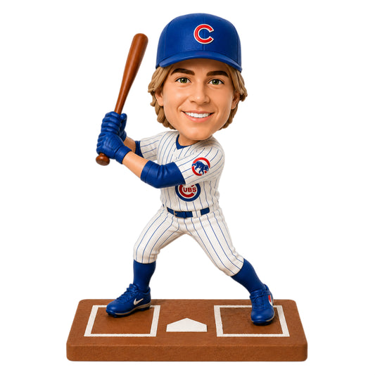 Custom Chicago Baseball Fan Bobbleheads – Customizable Baseball Outfit & Pose