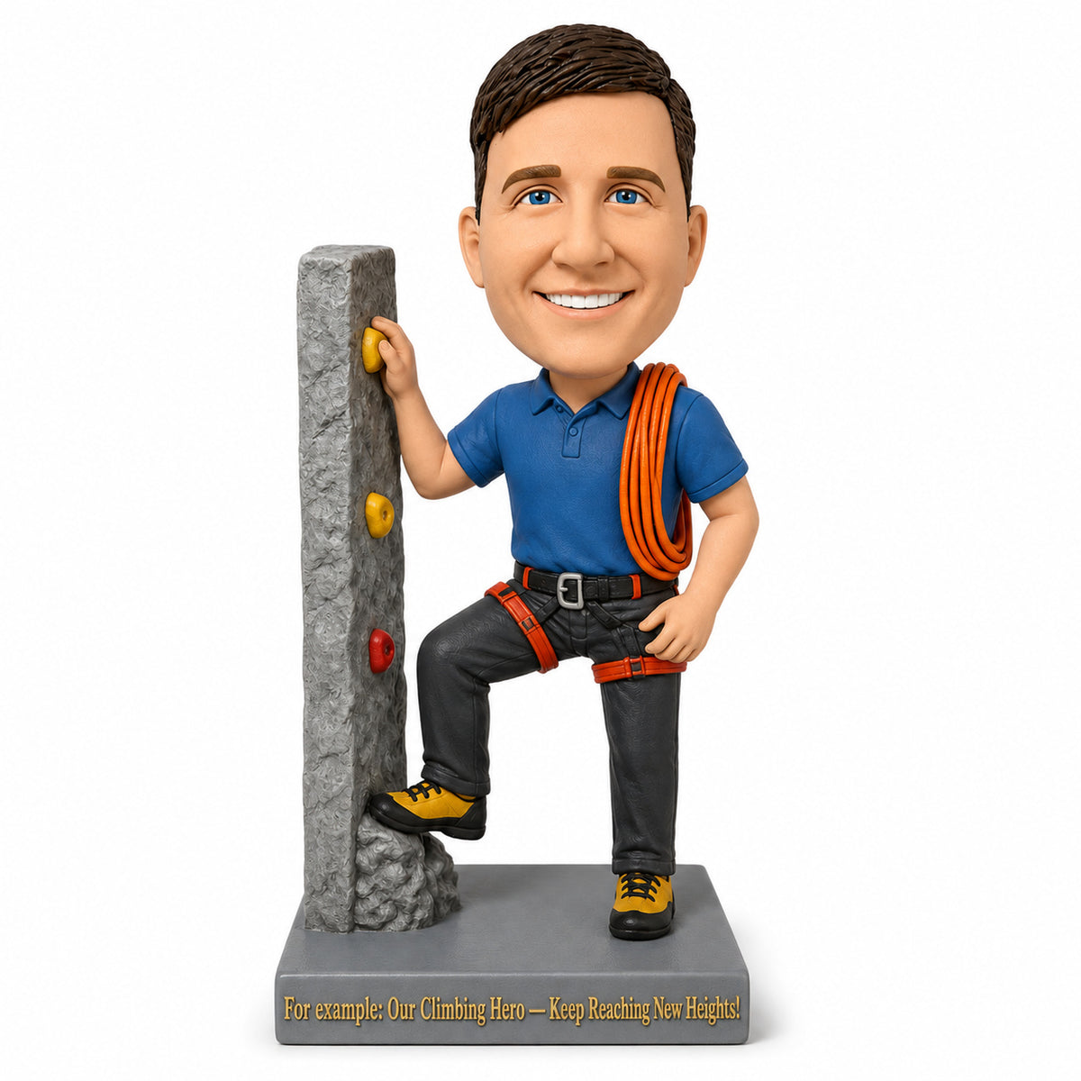 Custom Male Rock Climber Bobbleheads – Customizable Outfit & Pose