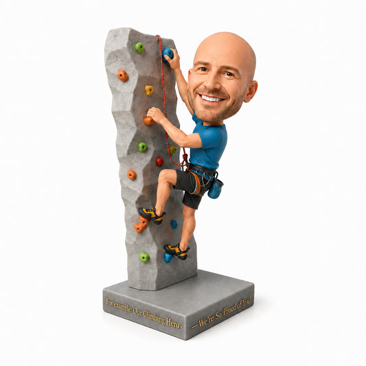 Custom Male Rock Climber Bobbleheads – Customizable Outfit & Pose