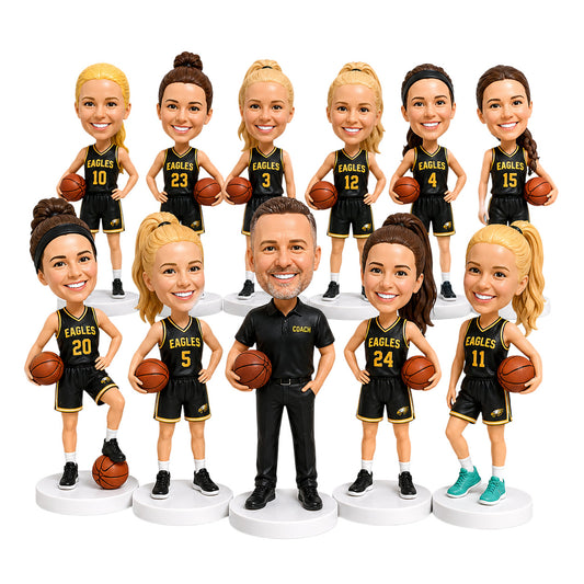 Custom Basketball Team Bobbleheads –-- Customizable Uniforms & Poses