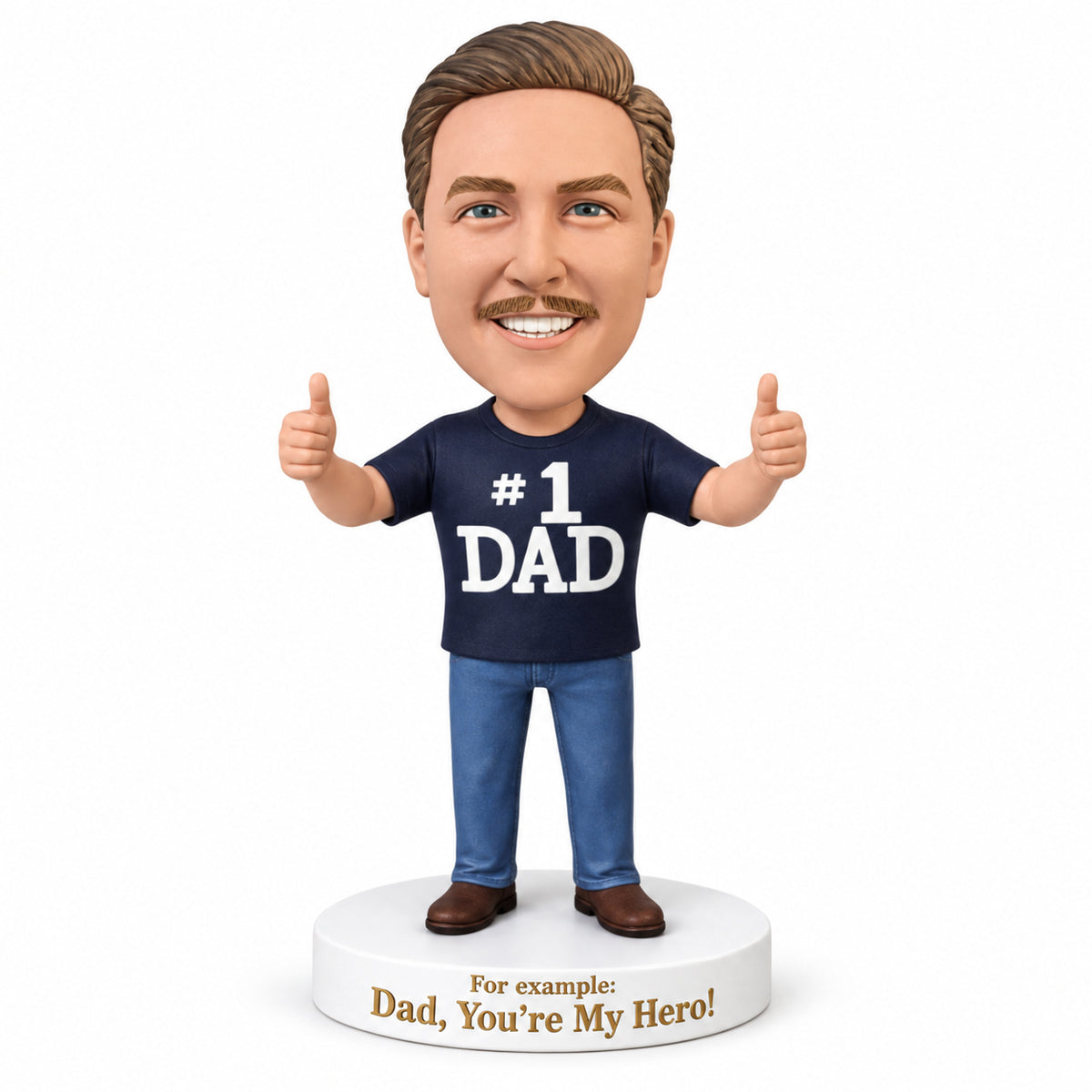 Custom Best Dad Bobbleheads with Two Thumbs Up – Customizable Outfit & Pose
