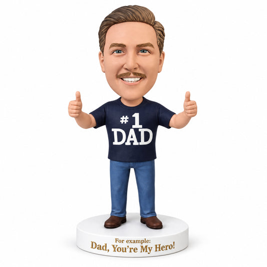 Custom Best Dad Bobbleheads with Two Thumbs Up – Customizable Outfit & Pose