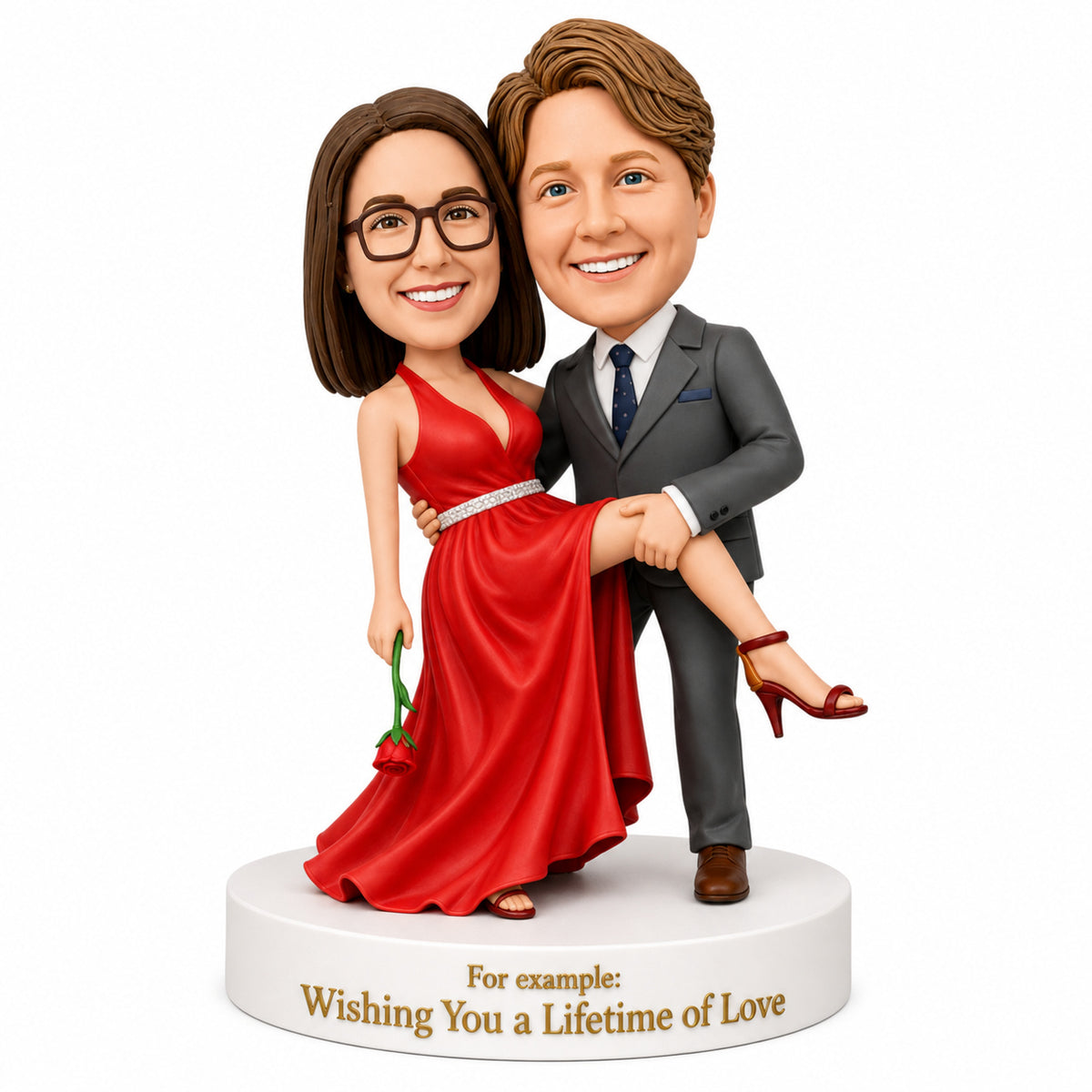 Custom Couple Bobblehead Wedding Gift – Romantic Dip Pose | Customizable Any Outfit & Pose