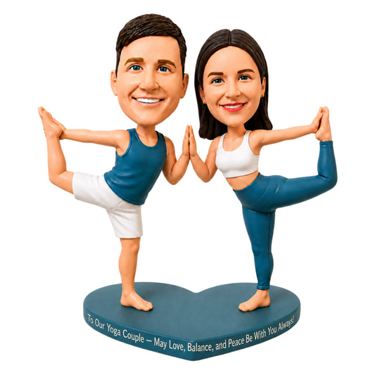 Custom Yoga Couple Bobbleheads in Dancer Pose – Customizable Outfits & Poses