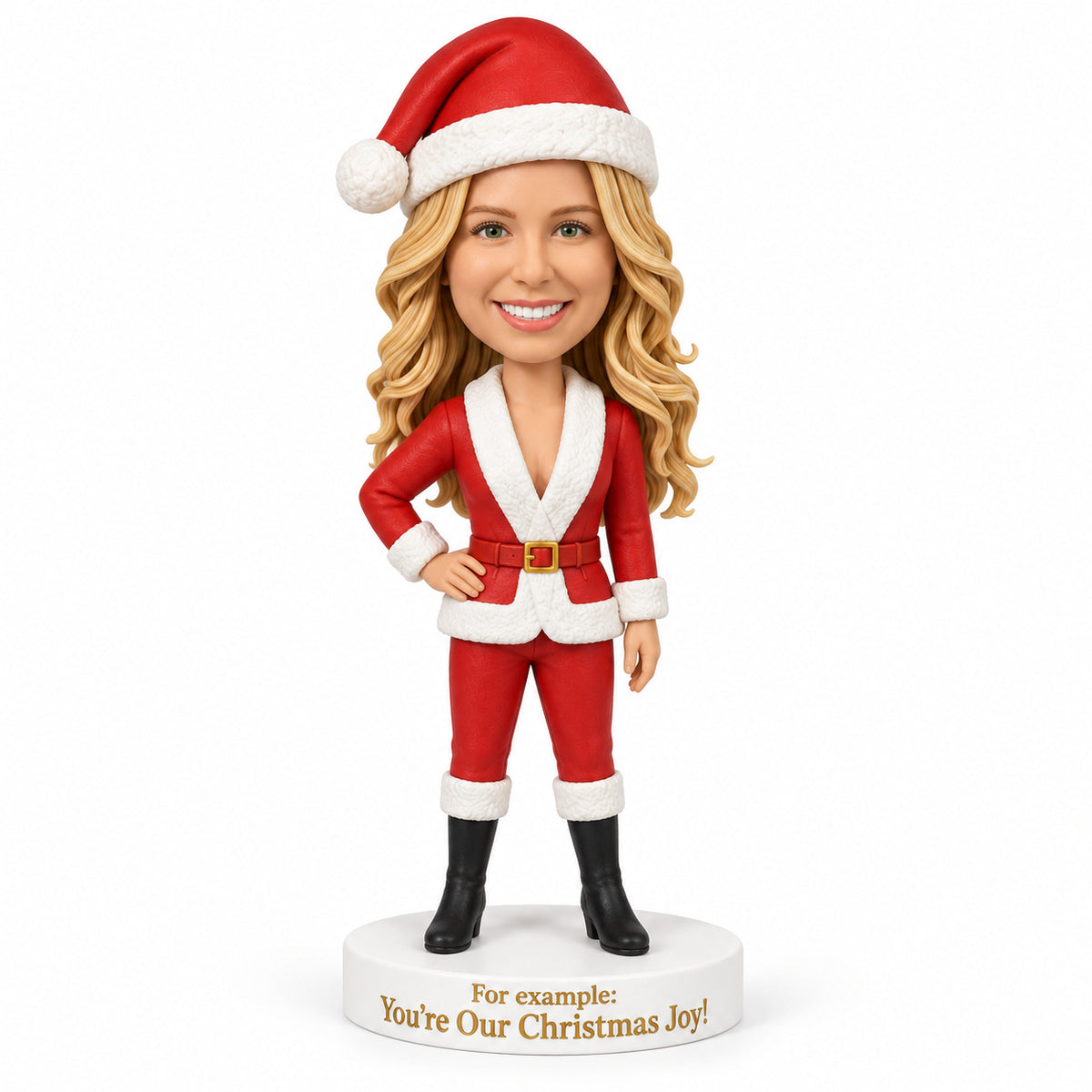 Custom Female Santa Bobbleheads with Hand on Hip – Customizable Outfit & Pose