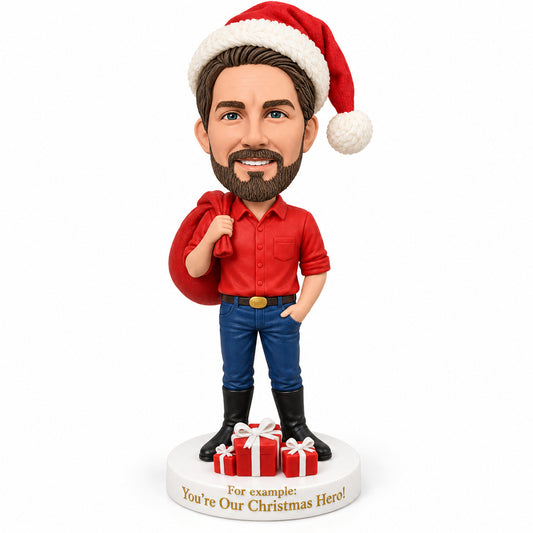 Custom Santa Claus Bobbleheads in Jeans – Customizable Outfit & Pose