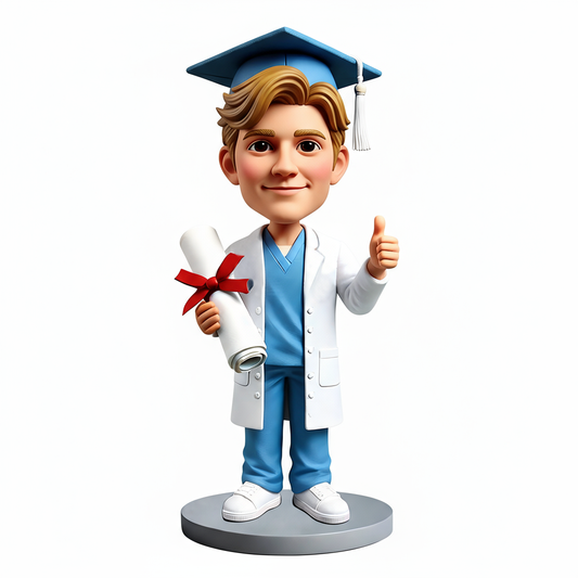 Male Medical Graduate Custom Bobbleheads - Customizable Pose & Outfit