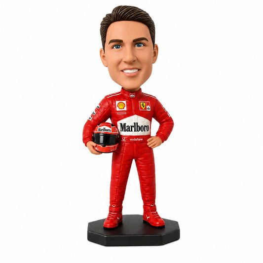Custom Racer Bobbleheads –- Customizable Race Suit  & Pose