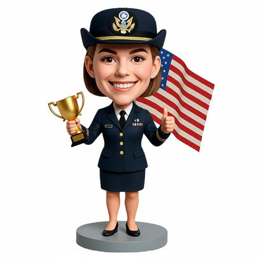 Female Navy Officer Custom Bobbleheads - Navy Uniform Can Be Customized