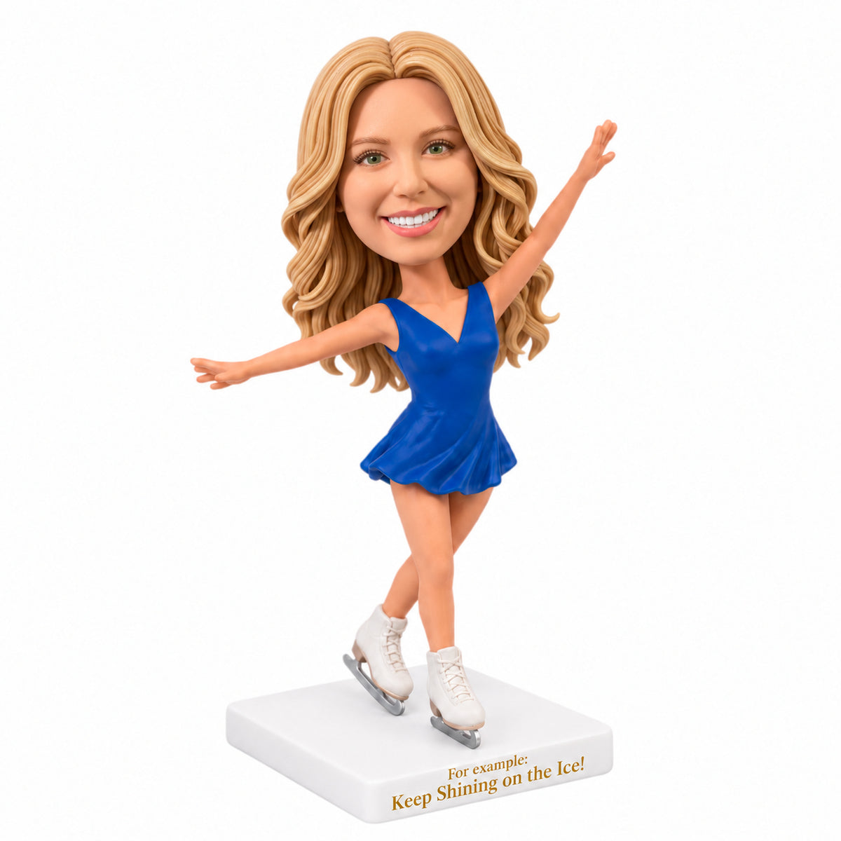 Custom Female Figure Skater Bobbleheads – Customizable Skating Outfit & Pose