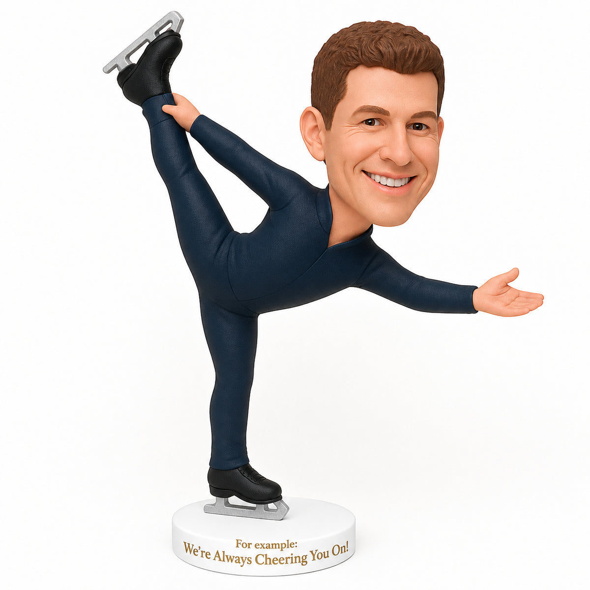 Custom Male Figure Skater Bobbleheads – Customizable Skating Outfit & Pose