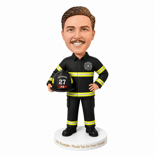 Custom Firefighter Bobbleheads – Customize the Helmet Number and Firefighter Uniform (Optional)