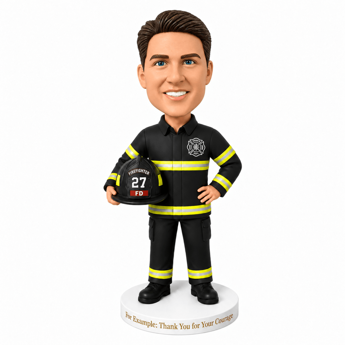 Custom Firefighter Bobblehead – Customize the Helmet Number and Firefighter Uniform (Optional)