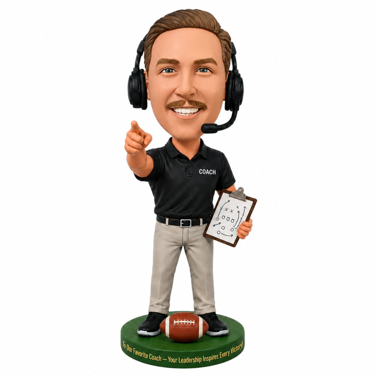 Custom Football Coach Bobbleheads – Customizable Outfit & Pose