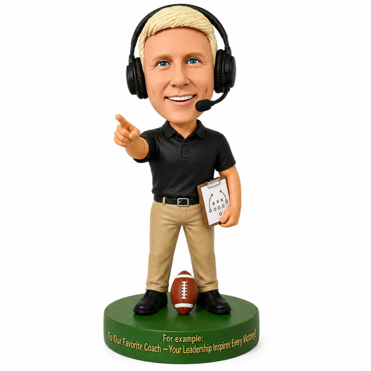 Custom Football Coach Bobblehead – Customizable Outfit & Pose