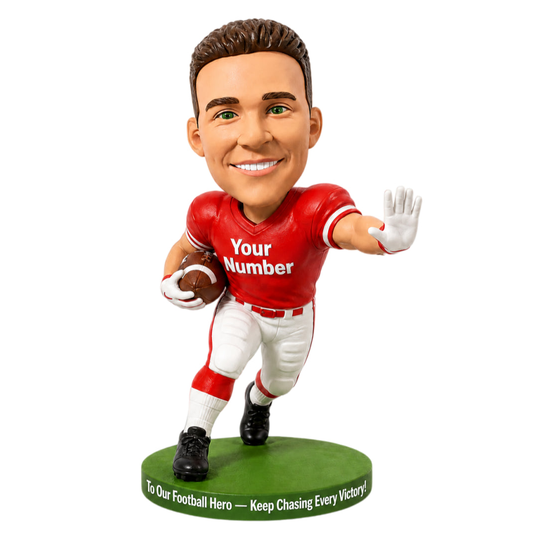 Custom Footballers Bobbleheads –- Customizable Football Uniform & Pose