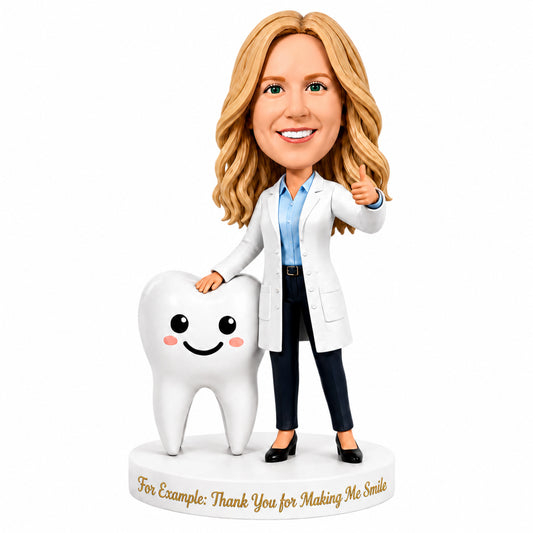 Custom Female Dentist Bobblehead - Customizable Medical Attire & Pose