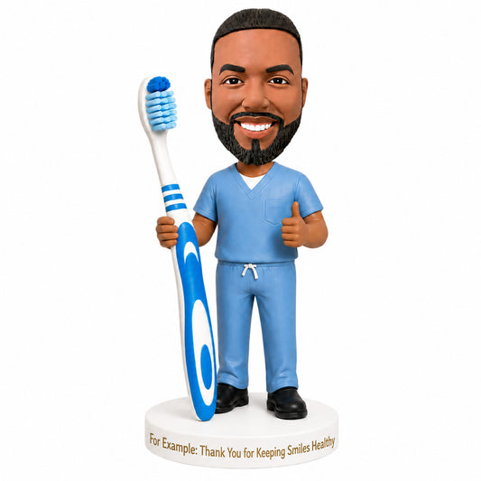 Male Dentist Custom Bobblehead - Customizable Medical Attire & Pose