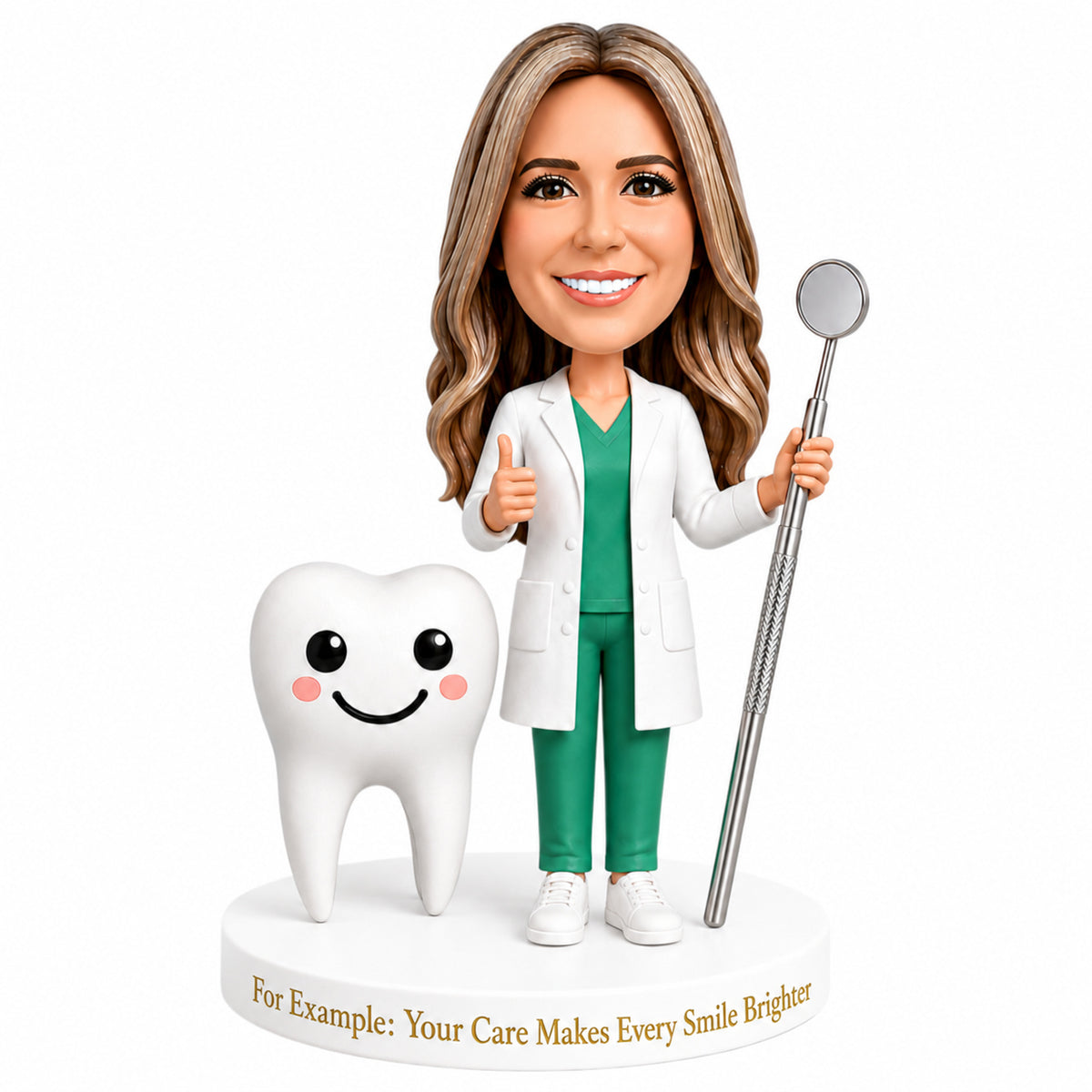 Custom Female Dentist Bobblehead --- Customizable Medical Attire & Pose