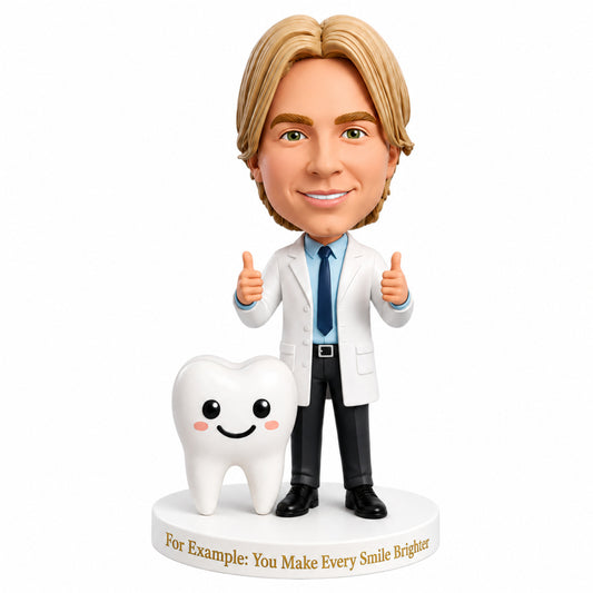 Custom Male Dentist Bobblehead - Customizable Medical Attire & Pose