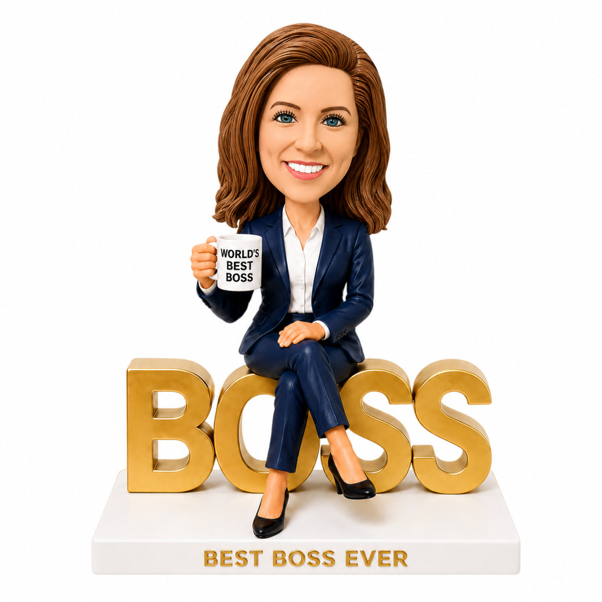 Custom Female Boss Bobbleheads – Customizable Outfit & Pose