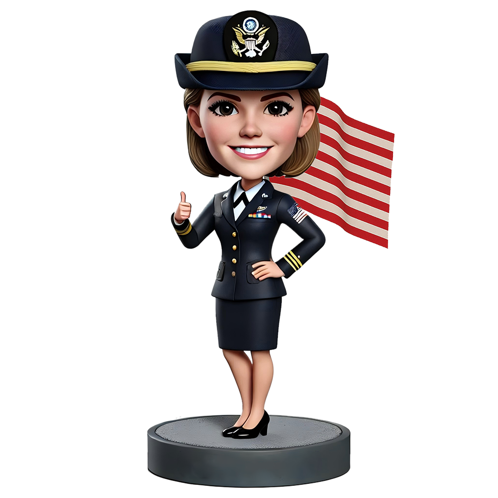 Female Naval Officer Custom Bobbleheads - Navy Uniform Can Be Customized