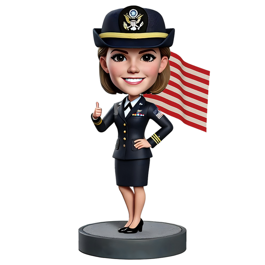 Female Naval Officer Custom Bobbleheads - Navy Uniform Can Be Customized