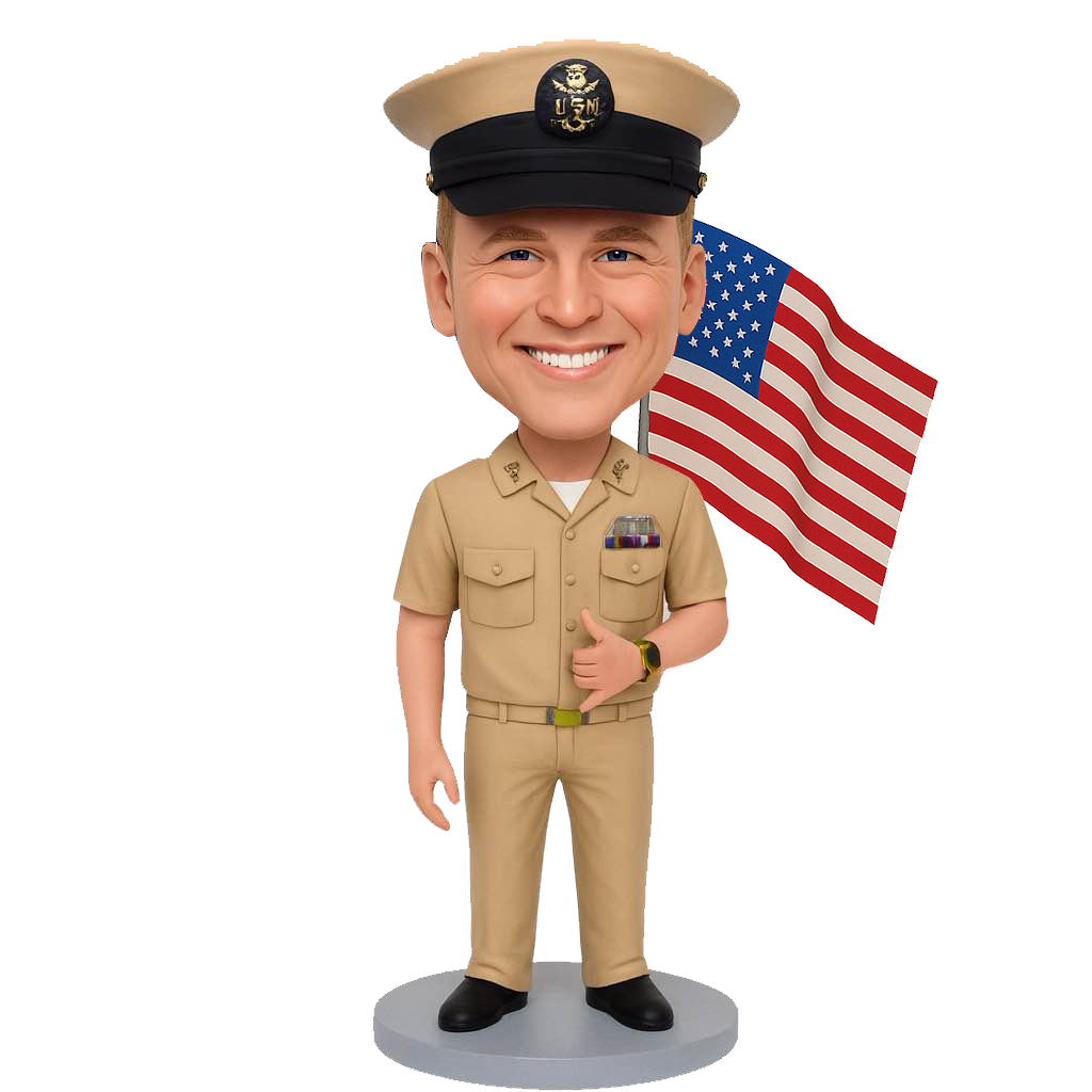 Naval Officer Custom Bobbleheads - Navy Uniform Can Be Customized