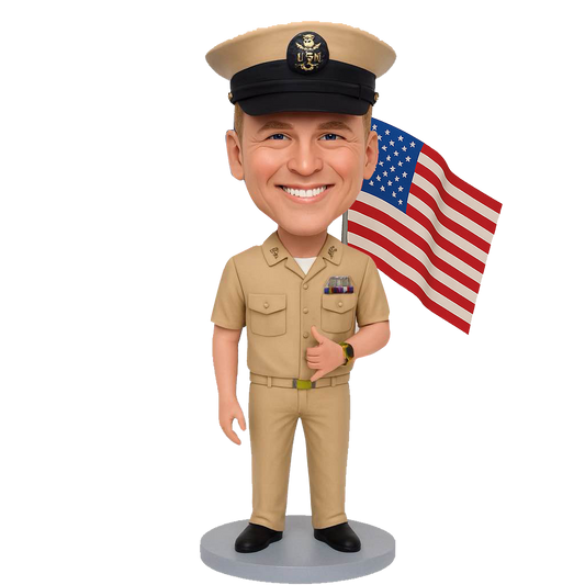 Naval Officer Custom Bobbleheads - Navy Uniform Can Be Customized