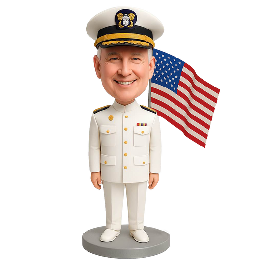 Navy Officer Giving Thumbs up Custom Bobbleheads - Navy Uniform Can Be Customized