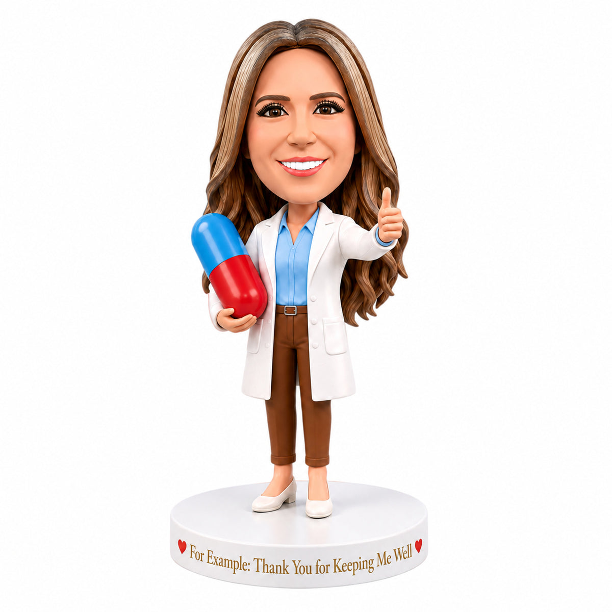 Custom Pharmacist Female Bobbleheads – Customizable Medical Attire & Pose